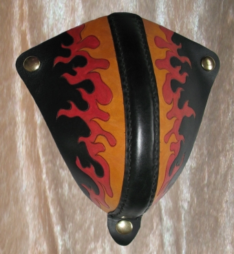 Flames on black codpiece.
