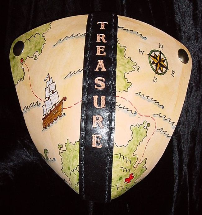 Painted treasure map codpiece. Special order only.